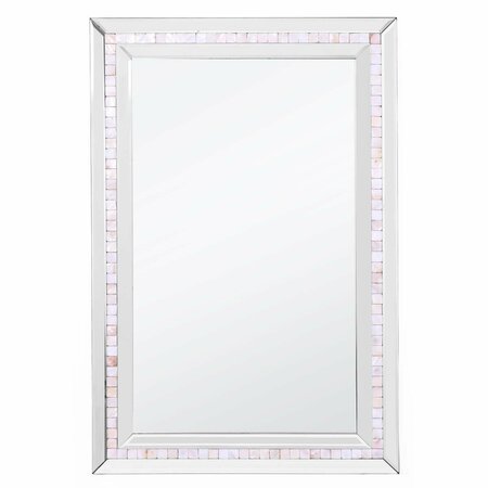 LOVELYHOME 24 x 36 in. Mosaic Tiled Frame Beveled Bathroom & Vanity Mirror LO2837425